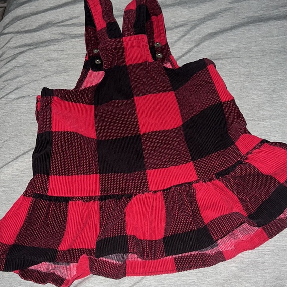 Toddler Girls Buffalo Plaid Skirtall Overall dress corduroy 18-24months - Picture 6 of 7